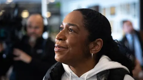 Juliana Stratton pictured at a campaign stop in Illinois on 17 March 2026