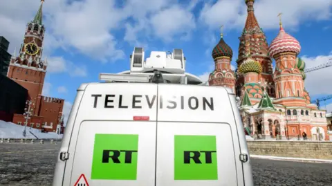 An RT van close to St Basil's Cathedral in Moscow's Red Square 