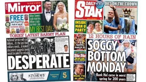 The front pages of the Daily Mirror and the Daily Star