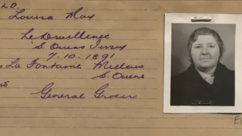 Jersey Heritage Louisa Gould, pictured on her Occupation ID card