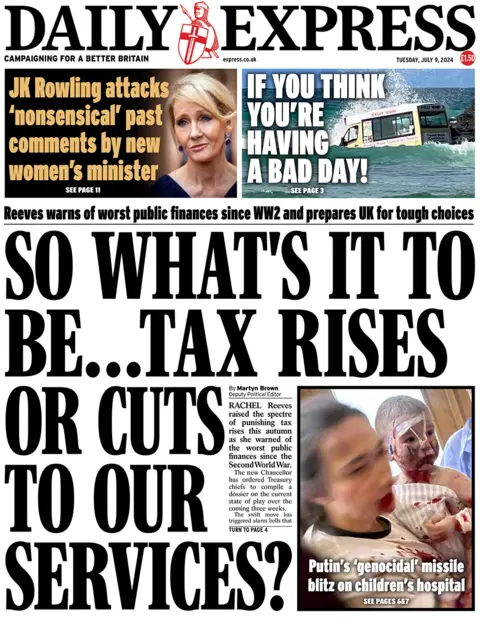 Front page of the Daily Express