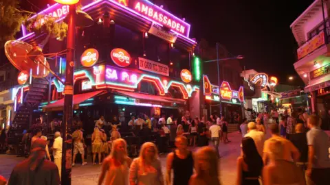 PA Media Ayia Napa street scene with crowds walking through the town