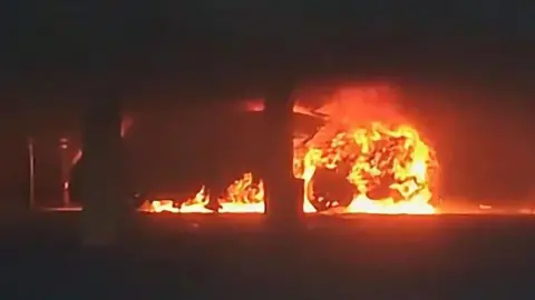 car on fire