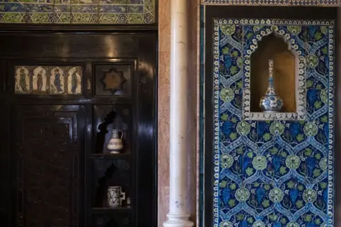 Getty Images Leighton House, considered one of the country's most important artist homes and the integration of Eastern and Western art under one roof in London, United Kingdom on April 17, 2023. The famous British painter Frederic Leighton lived in the red-bricked building in the 19th century and it reflected his appreciation for Islamic art. (Photo b