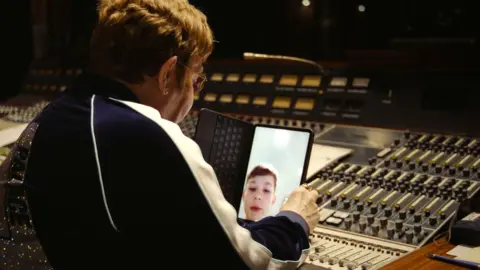 Disney+ Elton takes a break from recording music in Toronto to Facetime with his children back home in London