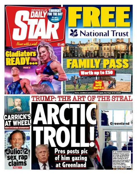 The headline on the front page of the Daily Star reads: "Arctic troll."