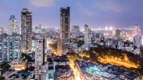 A general view of the Mumbai skyline from the Malabar district in the city centre.