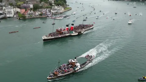 Dart Harbour The Waverley and Kingsclear Castle paddle steamers on the River Dart