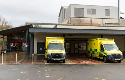 Getty Images  A view of a two ambulances parked at Morrison Hospital in Wales.