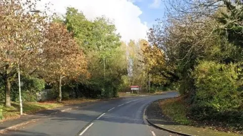 Google Chain Caul Way, a dual carriageway lined with trees
