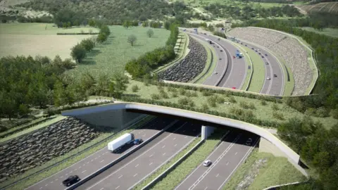 National Highways A animated image of the forthcoming crossing on the A417 which is set to be constructed.