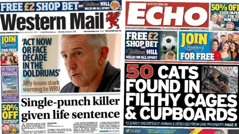 Western Mail and South Wales Echo front pages