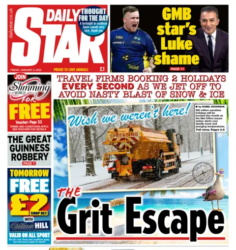 Daily Star front page for 3 January 2025 - the headline reads "The Grit Escape"