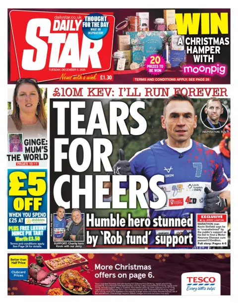 "Tears for cheers" reads the headline on the front page of the Daily Star.