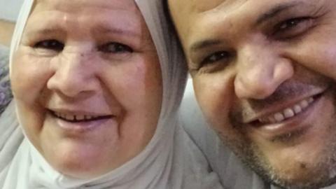 Egyptian woman Effendiya, who died in Mecca in heat-related circumstances while on Hajj, pictured with her son Tariq