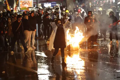 Getty Images A protester in Turkey's capital, Ankara