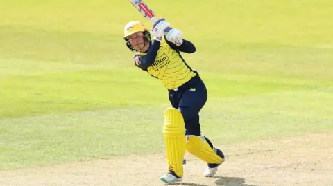 Ella McCaughan batting for Hampshire Hawks in the win over Lancashire Thunder