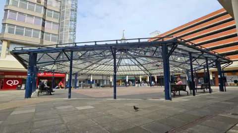 Paul Moseley/BBC The central precinct in Anglia Square