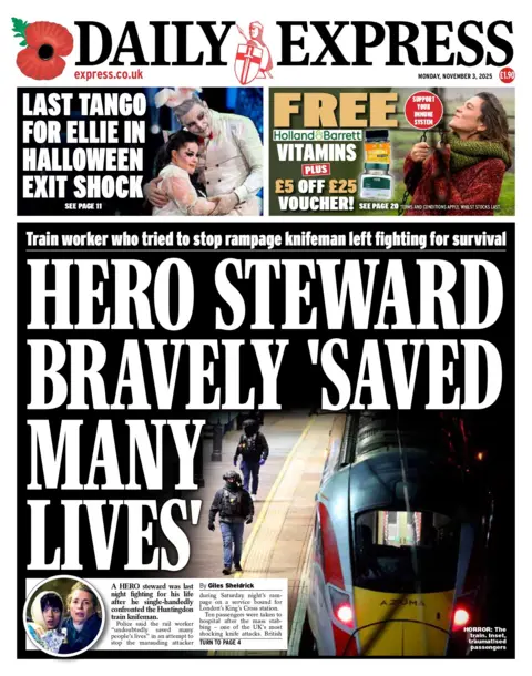  "Hero steward bravely 'saved many lives'." 