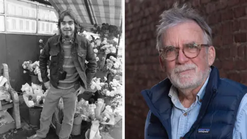 John Dean in Nottingham in 1976 on the left and in 2026 on the right
