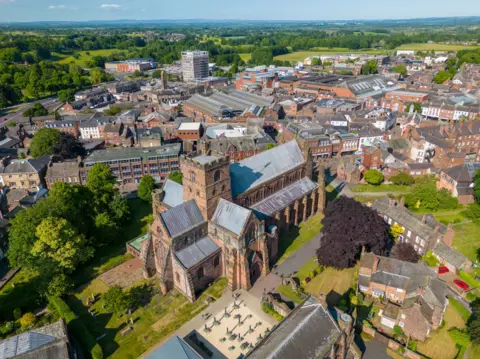 Getty Images Aerial view of Carlisle, overlooking the cathedral