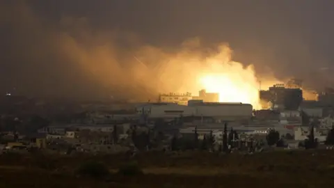 Reuters Smoke rises above northern Gaza on Saturday evening