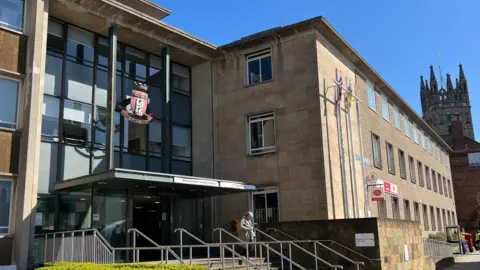 BBC/ Simon Gilbert The exterior of Warwickshire County Council's headquarters at Shire Hall in Warwick.
