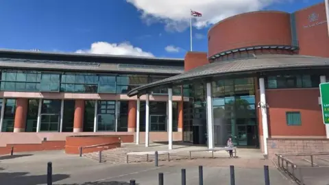 Google Exterior view of the entrance to Preston Crown Court in Preston