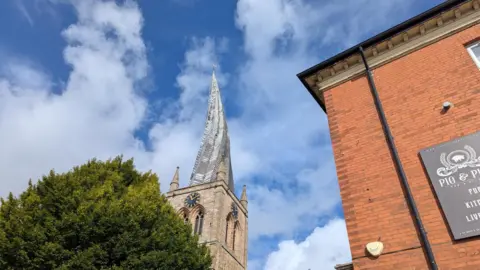 The crooked spire on Chesterfield Parish Church