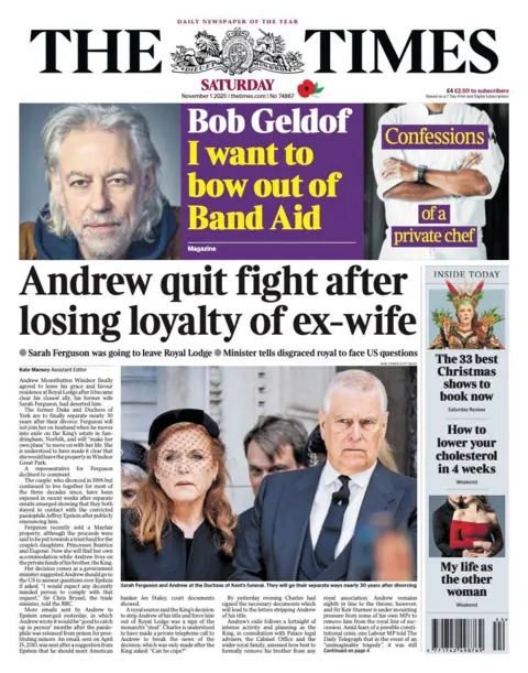 “Andrew quit fight after losing loyalty of ex-wife”.
