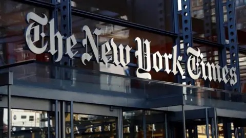 New York Times sign on the front of the newspaper's building in Manhattan (file photo)