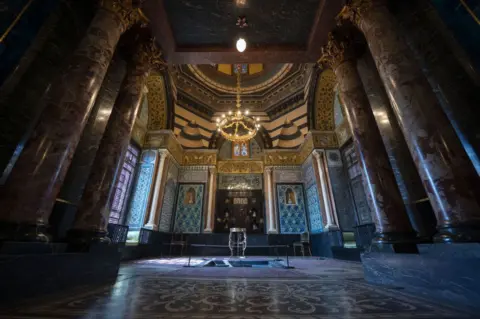 Getty Images Leighton House, considered one of the country's most important artist homes and the integration of Eastern and Western art under one roof in London, United Kingdom on April 17, 2023. The famous British painter Frederic Leighton lived in the red-bricked building in the 19th century and it reflected his appreciation for Islamic art. (Photo b