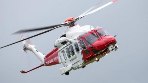 A HM coastguard helicopter was scrambled on Monday morning