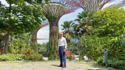 Mayor of London, Sadiq Khan during a visit to Gardens by the Bay, an urban park spanning 105 hectares in Singapore