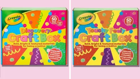 A composite image of the Crayola Touchy Feely Craft Box and Crayola Discovery Craft Box. 