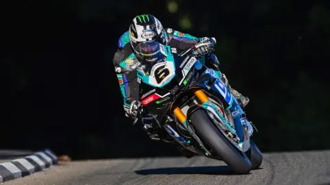 IOM TT RACES Michael Dunlop on a bike at the Isle of Man TT