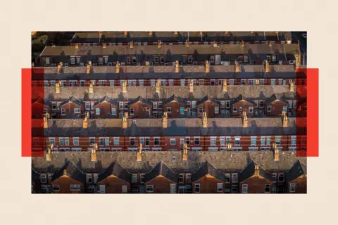 Getty Images An aerial view of homes in Gorton, United Kingdom

