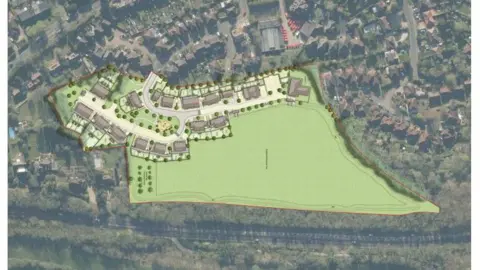 A satellite image of a proposed development. 
