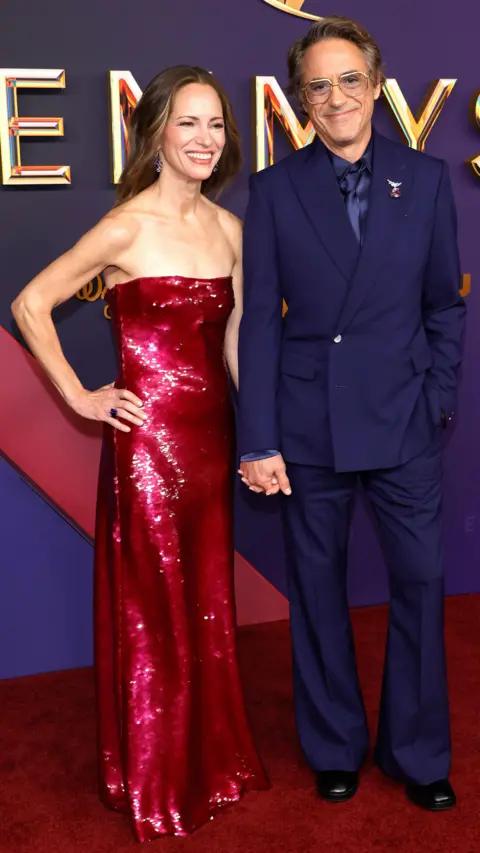 gett  Susan Downey and Robert Downey Jr. be  the 76th Primetime Emmy Awards astatine  Peacock Theater connected  September 15, 2024 successful  Los Angeles, California