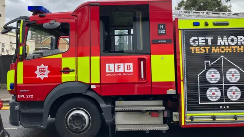 A general view of a London Fire Brigade engine.