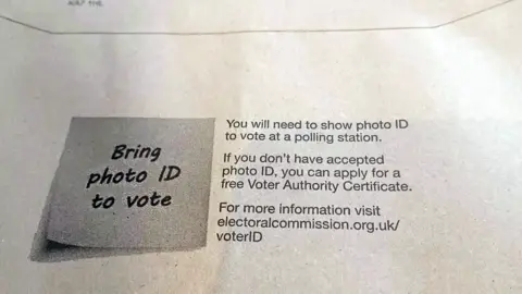 BBC An envelope with text giving guidelines for a UK general election