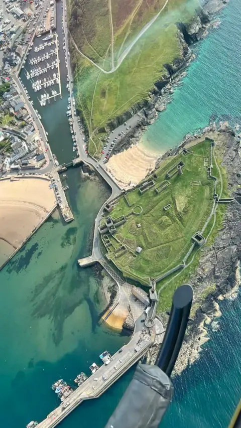 OLIVIA WATSON An aerial view of St Patrick's Isle and Peel Harbour.