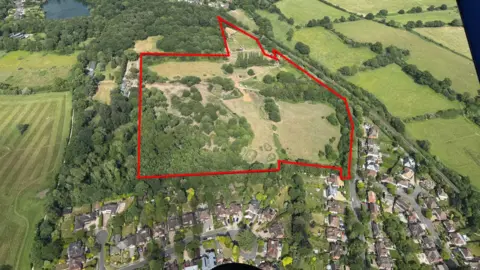 A map showing the proposed development of 250 homes in a tiny Surrey village, Stoke D'Abernon.