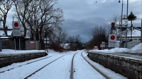 Network Rail a railway line covered in snow