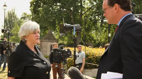 Getty Images Ann Widdecombe giving a television interview near Parliament on June 22, 2009
