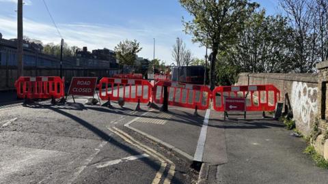 The road closure in Dyke Road Drive