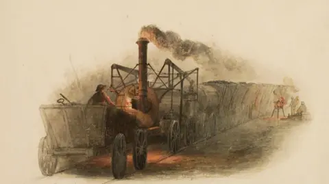 Thomas Harrison Hair, Old Locomotive Engine, Wylam Colliery, around 1838-42