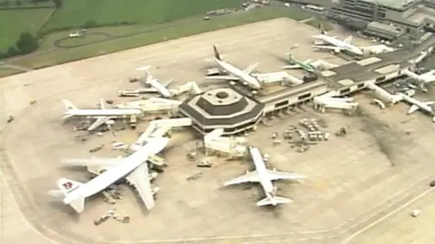 BBC Old footage of planes parked around the terminal