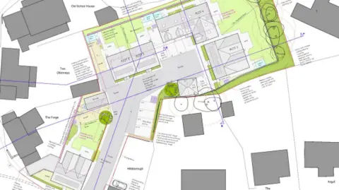 Wiltshire Council A planning map highlighting the site and where the new homes would be built.