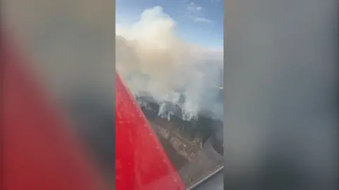 wildfire footage shot from plane 